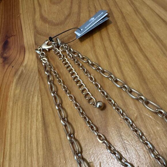 NWT CHICO'S Green/Gold Multi-Pendant Necklace Bee Key Lock Flower - Picture 5 of 10